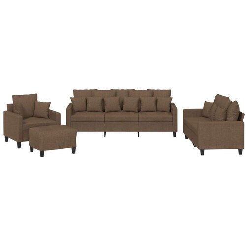  4-dijelni set sofa s jastucima smeđi od tkanine Slike