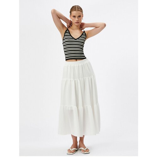 Koton Long Skirt with Elastic Waist, Ruffles Lined, Comfortable Cut. Slike