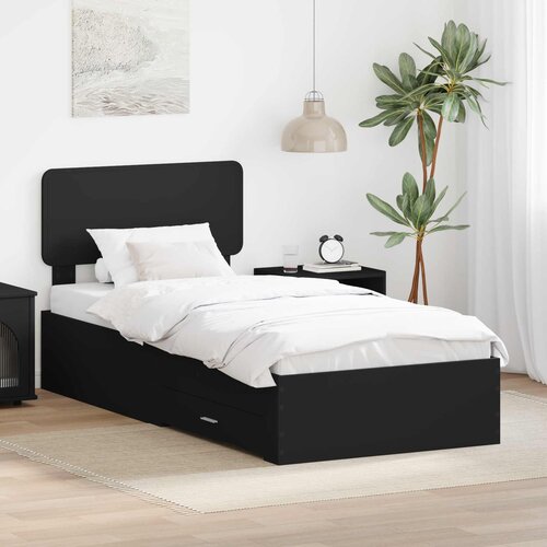 vidaXL Krevetna konstrukcija Crna 75 x 190 cm Konstruirano drvo Cijene