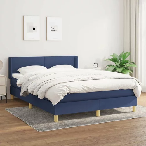  Box spring postelja z vzmetnico modra 140x200 cm blago, (20895145)