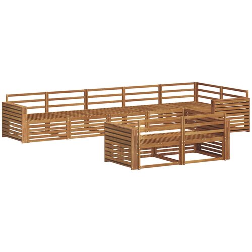  Set vanjskih sofa 8 kom. Prirodna Čvrsto drvo akacije Smeđa 410 x 172,5 x 73 cm Slike