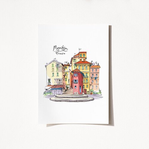 Wallity poster Menton France-2034, 50x70 cm Cene