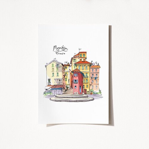Wallity Poster Menton, Francuska - 2034, 50x70 cm Cene