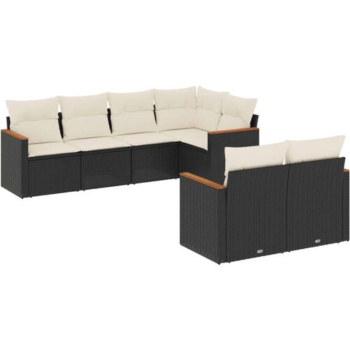  7-dijelni set vrtnih sofa od poliratana s jastucima crni Slike