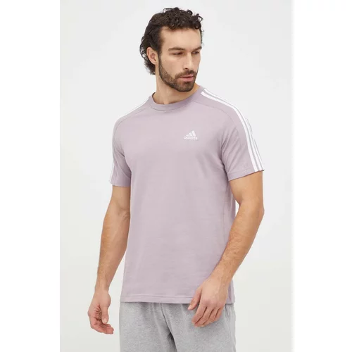 Adidas Bombažna kratka majica moški, vijolična barva