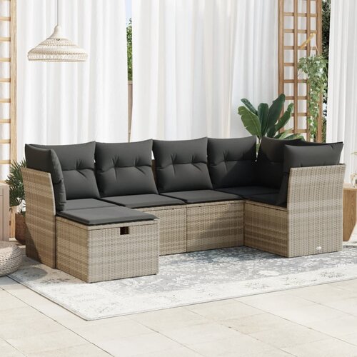 vidaXL 6-dijelni set vrtnih sofa od poliratana s jastucima svjetlosivi Cijene