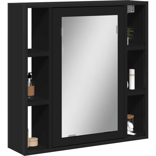 VidaXL Kupaonski ormarić s ogledalom crni 60 x 16 x 60 cm drveni Slike