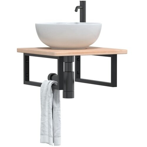 vidaXL Polica za umivaonik od čelika i masivne hrastovine Cijene