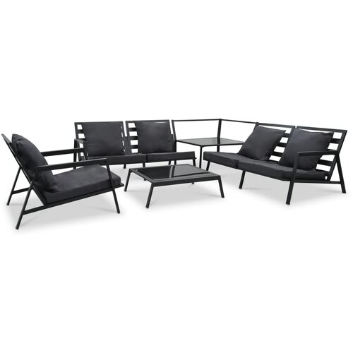 Garnitura z blazinami 5-delna aluminij temno siva Slike