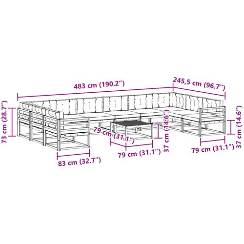  Set vanjskih sofa 11 kom. Bijela i krem Slike