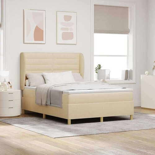  Box Spring postelja s stransko blazino Krem 140x200 cm Tkanina, (22052399) Cene
