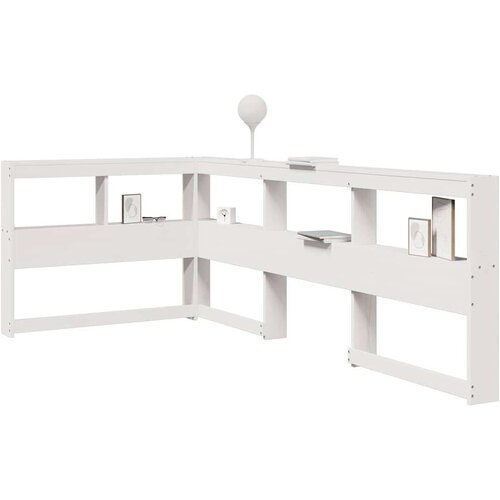  Knjižnica vzglavje L-oblike bela 90 cm trdna borovina Cene