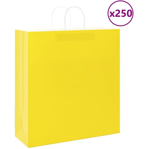  Papirnate vrećice 250 kom s ručkama žute 45x17x48 cm Cijene