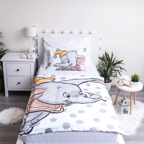 Jerry Fabrics Bijela/siva pamučna dječja posteljina za dječji krevetić 100x135 cm Dumbo &amp;quot;Dots&amp;quot; &amp;ndash; Slike