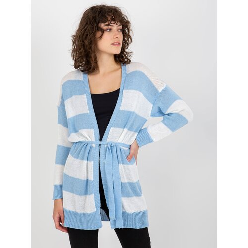 Fashion Hunters Ladies Striped Cardigan - Blue Slike