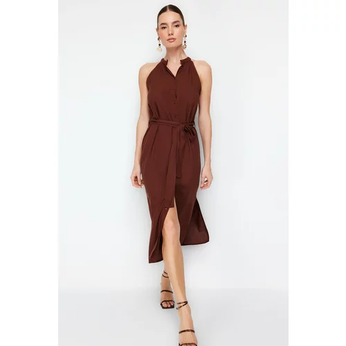 Trendyol Brown Woven Midi Dress