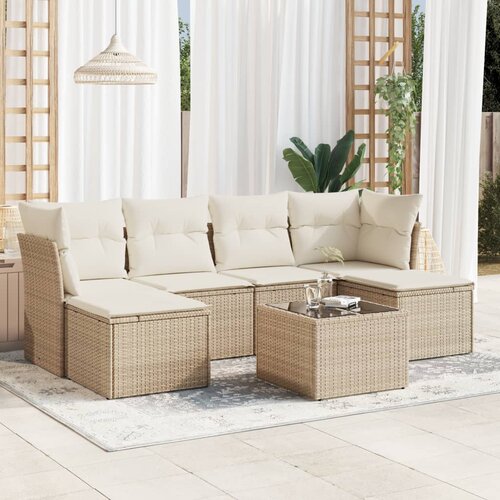 vidaXL 7-dijelni set vrtnih sofa od poliratana s jastucima bež Cene
