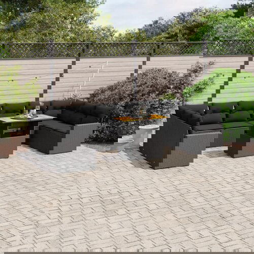 vidaXL 11-dijelni set vrtnih sofa od poliratana s jastucima crni Cijene