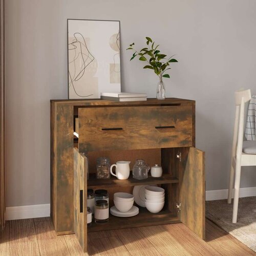  Komoda boja dimljenog hrasta 80x33x70 cm od konstruiranog drva Slike