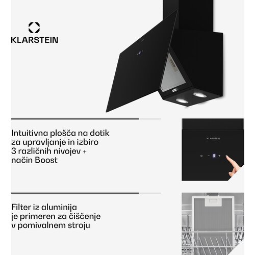 Klarstein Laurel kosa napa | režim ekstrakcije i recirkulacije zraka | sigurnosno staklo | 417 m&amp;sup3;/h | 90 cm Slike