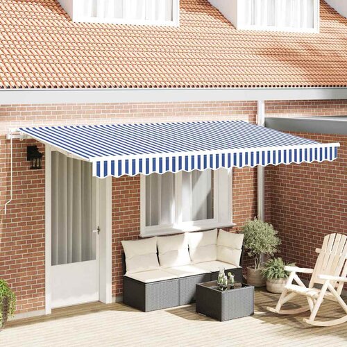 vidaXL retraktilna tenda modra in bela 3.5 x 2 m poliester in aluminij Cene