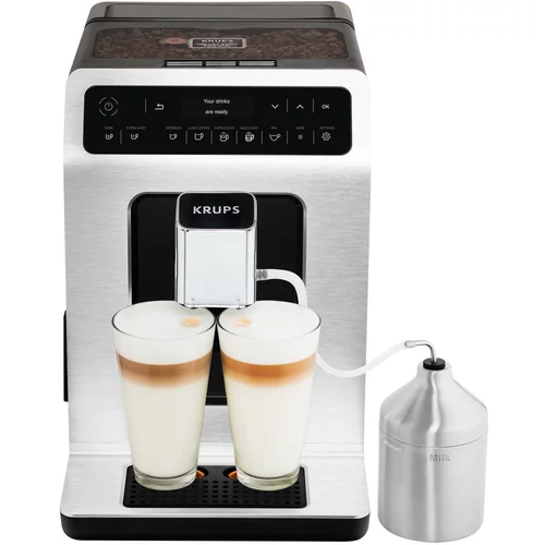 Krups EA891D Evidence Classic Doppel-Cappuccino, Kaffeevollautomat Aluminium-Front / Schwarz