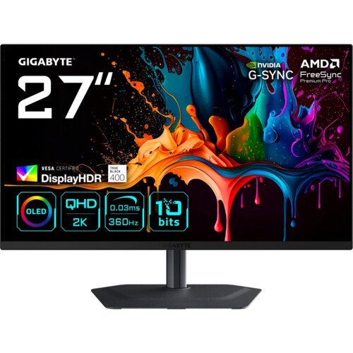 Gigabyte MO27Q3 računalni monitor 68,6 cm (27") 2560 x 1440 pikseli Quad HD QD-OLED Črna Cene