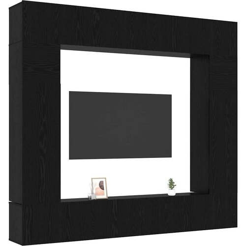 VidaXL Set TV komoda Zidne 8 pcs Crni hrast 100 x 30 x 30 cm Slike