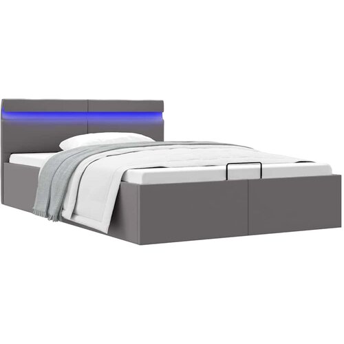 Furnova Dvižni posteljni okvir LED sivo umetno usnje 120x200 cm, (21937204) Slike