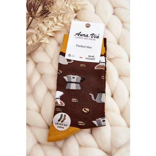 Kesi Men's mismatched socks, coffee, brown and yellow