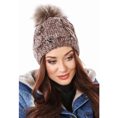 Fasardi Winter hat with a pompom, brown