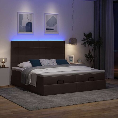 VidaXL okvir kreveta s madracima tamnosmeđi 180x200cm tkanine Slike