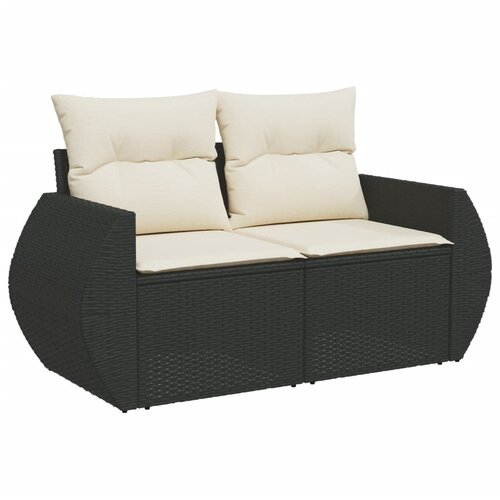  6-dijelni set vrtnih sofa s jastucima crni od poliratana Crna 70 x 62 x 69 cm Slike