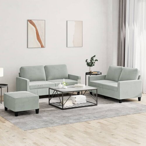  3-dijelni set sofa s jastucima svjetlosivi bar&scaron;unasti Cijene