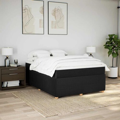  Krevet s oprugama i madracem crni 140x200 cm od tkanine Slike