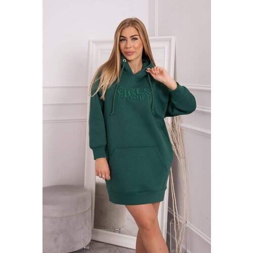 Kesi Insulated sweatshirt with embroidered oversize dark green inscription Cene