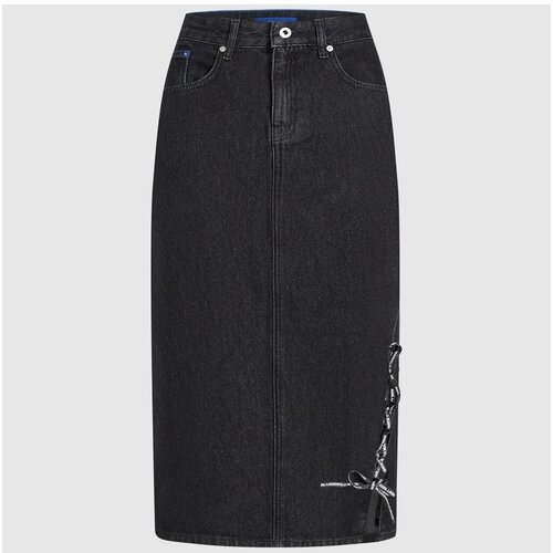 Karl Lagerfeld Krila KLJ TIED DENIM MIDI SKIRT Črna Slike