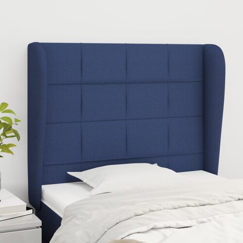 VidaXL uzglavlje s u&amp;scaron;ima plavi 93x23x118/128 cm od tkanine Slike