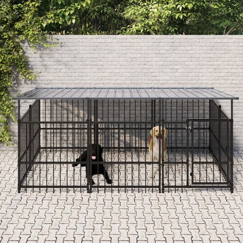  kavez za pse s krovom čelični 5,63 m&sup2; Cene