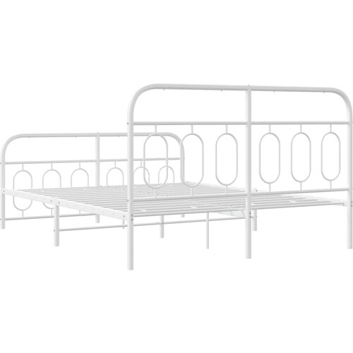  Metalni okvir kreveta uzglavlje i podnožje bijeli 150 x 200 cm Slike