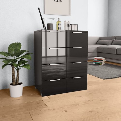 VidaXL Komoda visoki sjaj crna 60 x 35 x 80 cm od iverice Slike