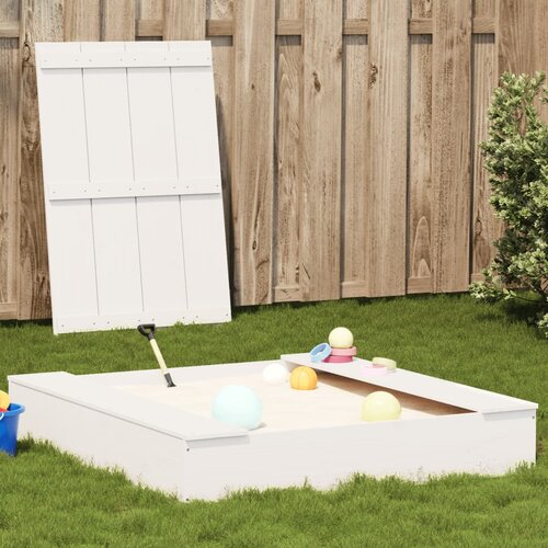 vidaXL Pješčanik s poklopcem bijeli 111x111x19 5 cm masivna borovina Cijene