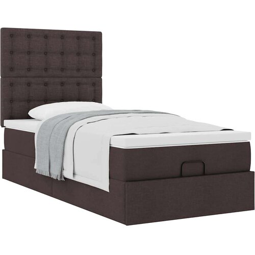 VidaXL otomanski okvir kreveta s madraca tamnosmeđi 100x200cm tkanine Slike