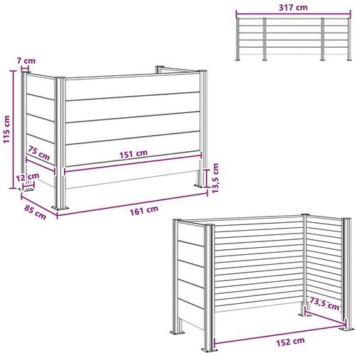  Ograda za kante za smeće Siva 161 x 85 x 115 cm Aluminij i WPC Slike