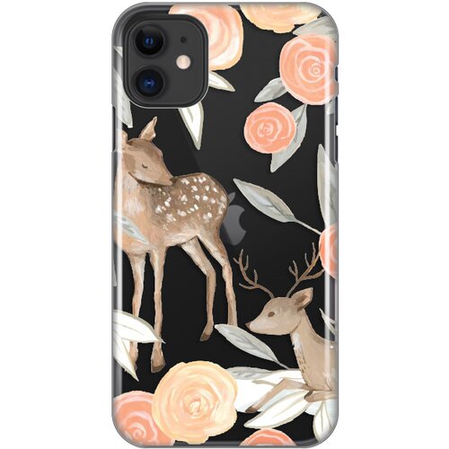 torbica silikonska print skin za iphone 11 6.1 flower deer Slike