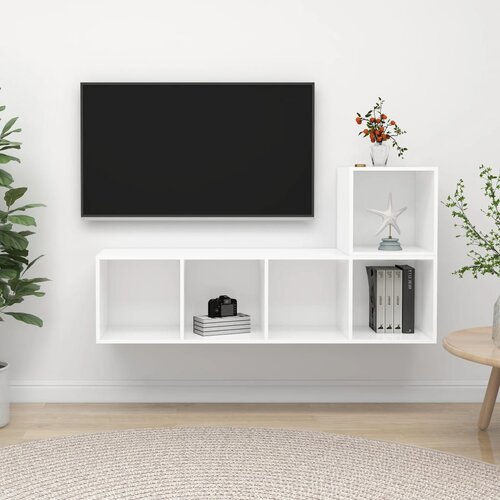 VidaXL Komplet TV omaric 2-delni bela iverna plo&amp;scaron;ča Slike