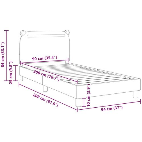  Krevet za djecu s uzglavljem Svijetlo siva 90 x 200 cm tkanina Slike
