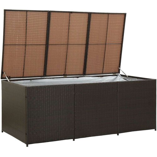 VidaXL Vrtna kutija za pohranu od poliratana 180 x 90 x 75 cm smeđa Slike