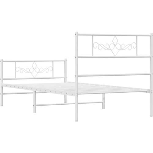  Metalni okvir kreveta uzglavlje i podnožje bijeli 107x203 cm Slike