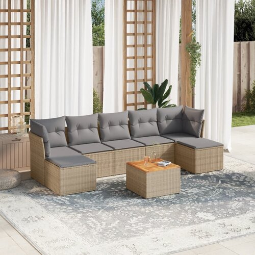 vidaXL 8-dijelni set vrtnih sofa od poliratana s jastucima bež Cijene